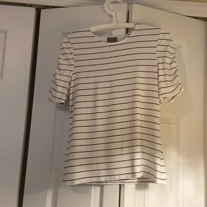 Vince Canute black striped puff shoulders blouse